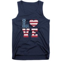 Love American Flag 4th Of July Patriotic American Women Tank Top