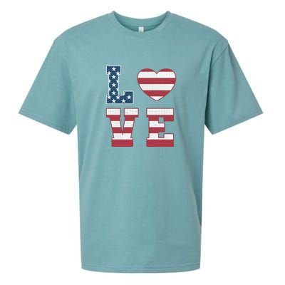 Love American Flag 4th Of July Patriotic American Women Sueded Cloud Jersey T-Shirt