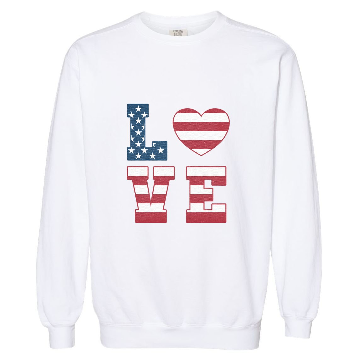 Love American Flag 4th Of July Patriotic American Women Garment-Dyed Sweatshirt