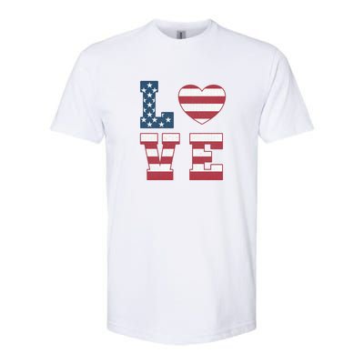 Love American Flag 4th Of July Patriotic American Women Softstyle CVC T-Shirt