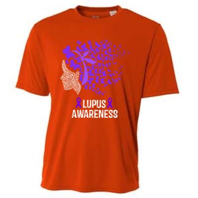 Lupus Awareness Funny Gift Lupus Purple Butterflies Gift Cooling Performance Crew T-Shirt