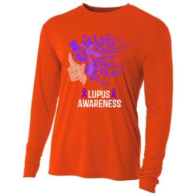 Lupus Awareness Funny Gift Lupus Purple Butterflies Gift Cooling Performance Long Sleeve Crew