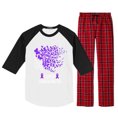 Lupus Awareness Funny Gift Lupus Purple Butterflies Gift Raglan Sleeve Pajama Set