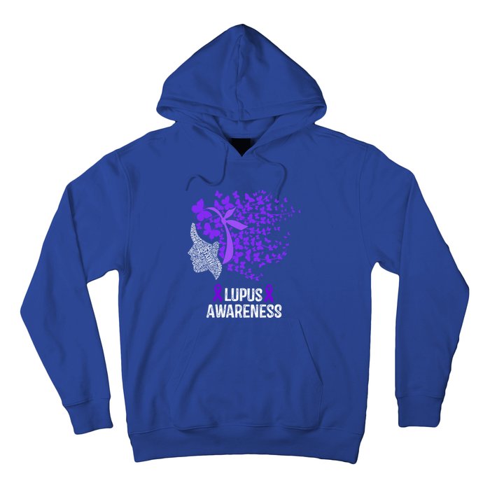 Lupus Awareness Funny Gift Lupus Purple Butterflies Gift Hoodie