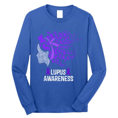 Lupus Awareness Funny Gift Lupus Purple Butterflies Gift Long Sleeve Shirt