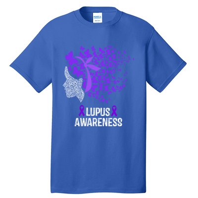 Lupus Awareness Funny Gift Lupus Purple Butterflies Gift Tall T-Shirt