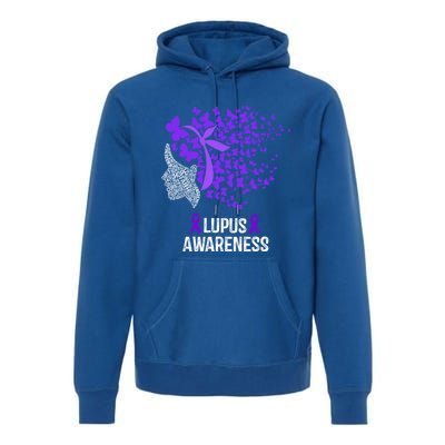 Lupus Awareness Funny Gift Lupus Purple Butterflies Gift Premium Hoodie