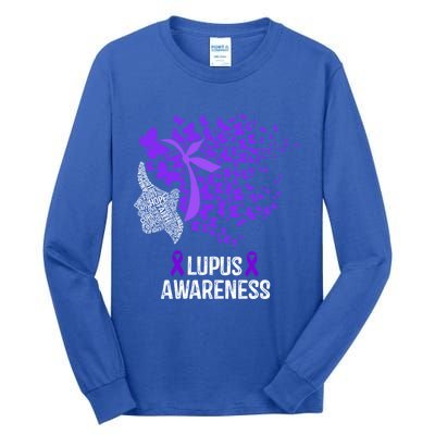 Lupus Awareness Funny Gift Lupus Purple Butterflies Gift Tall Long Sleeve T-Shirt