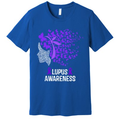 Lupus Awareness Funny Gift Lupus Purple Butterflies Gift Premium T-Shirt