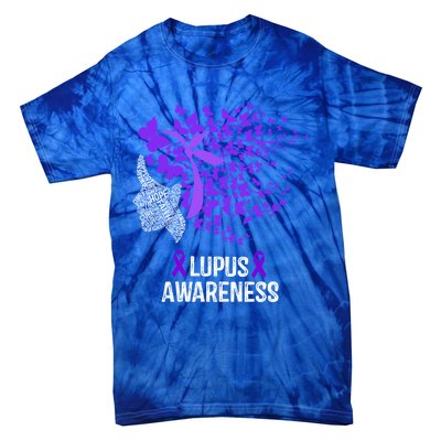 Lupus Awareness Funny Gift Lupus Purple Butterflies Gift Tie-Dye T-Shirt