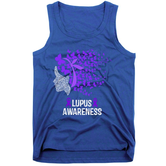 Lupus Awareness Funny Gift Lupus Purple Butterflies Gift Tank Top