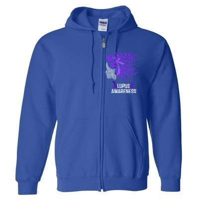 Lupus Awareness Funny Gift Lupus Purple Butterflies Gift Full Zip Hoodie