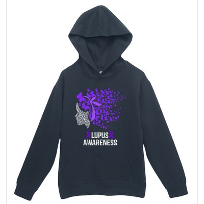 Lupus Awareness Funny Gift Lupus Purple Butterflies Gift Urban Pullover Hoodie