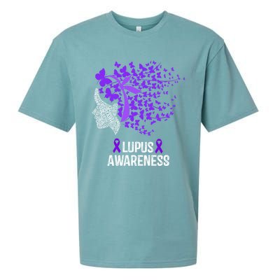 Lupus Awareness Funny Gift Lupus Purple Butterflies Gift Sueded Cloud Jersey T-Shirt