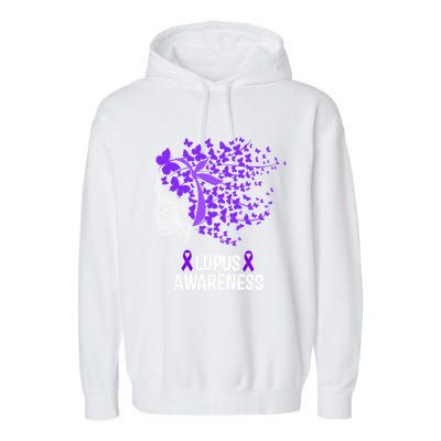 Lupus Awareness Funny Gift Lupus Purple Butterflies Gift Garment-Dyed Fleece Hoodie