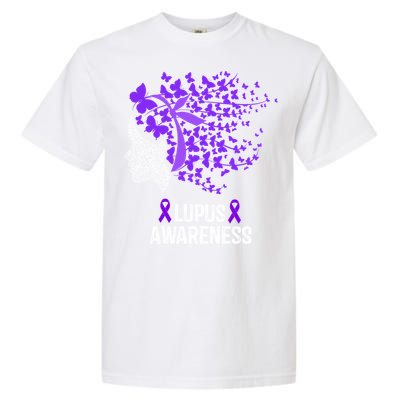 Lupus Awareness Funny Gift Lupus Purple Butterflies Gift Garment-Dyed Heavyweight T-Shirt