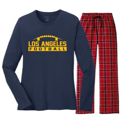 Los Angeles Football Logo Women's Long Sleeve Flannel Pajama Set 