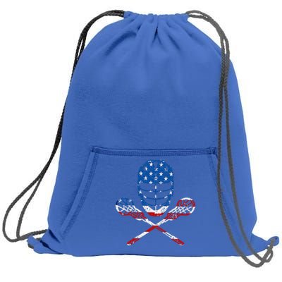 Lacrosse American Flag Lax Helmet Sticks Sweatshirt Cinch Pack Bag