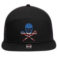 Lacrosse American Flag Lax Helmet Sticks 4th Of July Gifts 7 Panel Mesh Trucker Snapback Hat