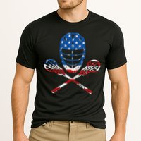Lacrosse American Flag Lax Helmet Sticks 4th Of July Gifts Cooling Performance Crew T-Shirt