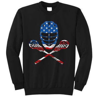 Lacrosse American Flag Lax Helmet Sticks 4th Of July Gifts Sweatshirt