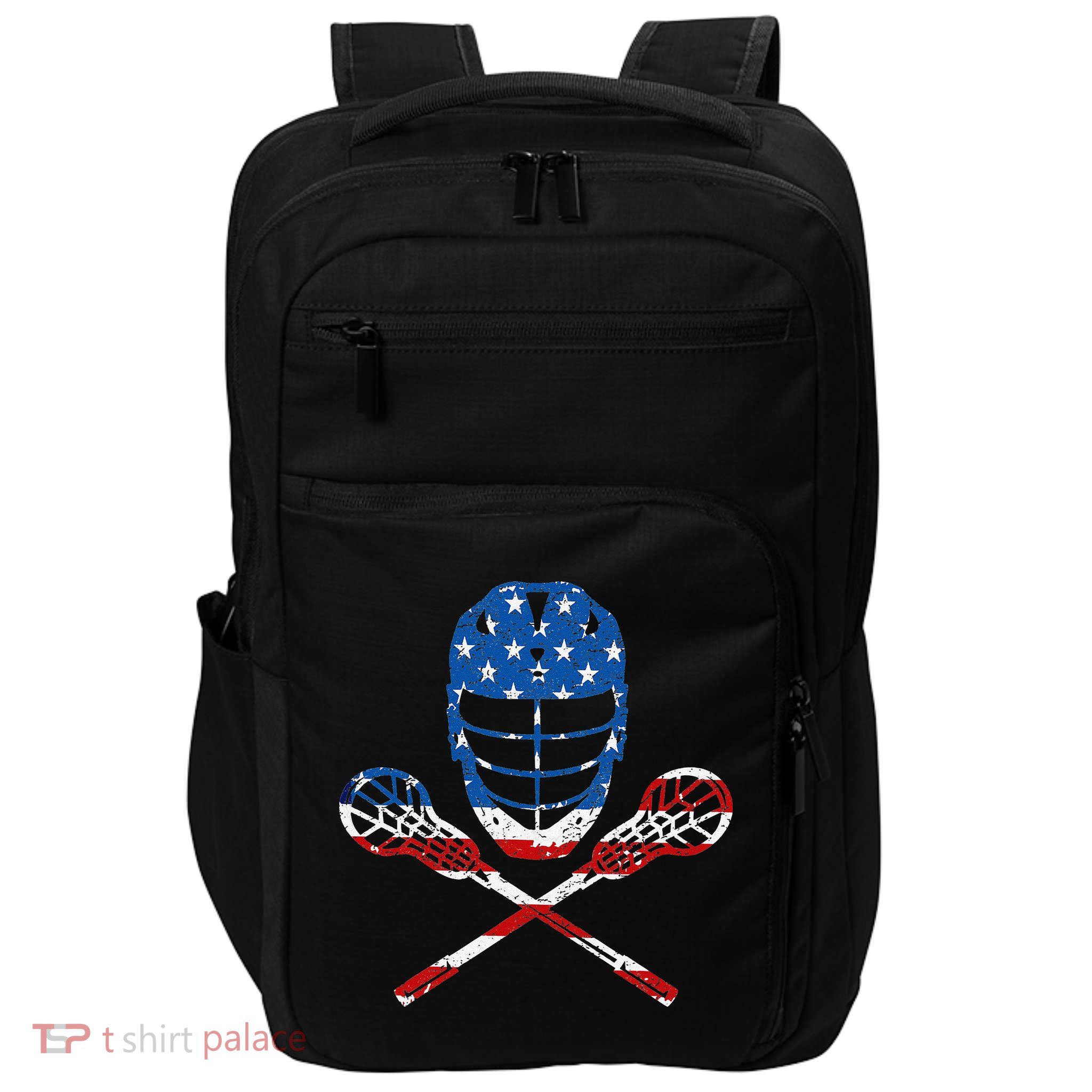 Lacrosse American Flag Lax Helmet Sticks 4th Of July Gifts Impact Tech Backpack
