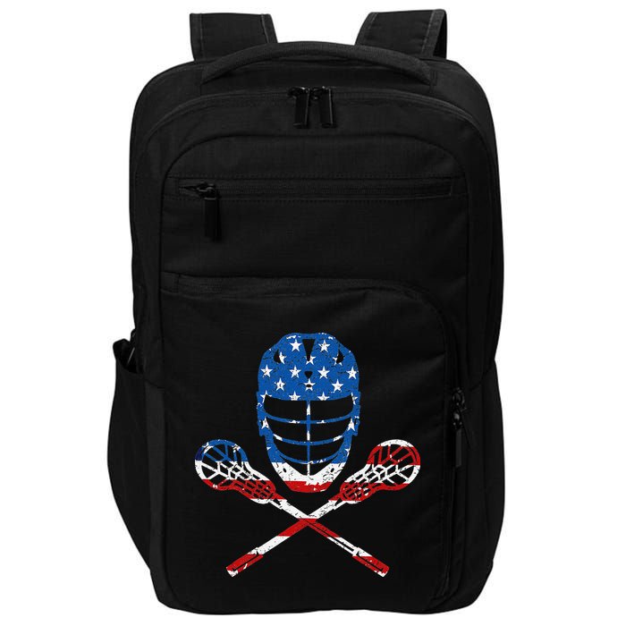Lacrosse American Flag Lax Helmet Sticks 4th Of July Gifts Impact Tech Backpack