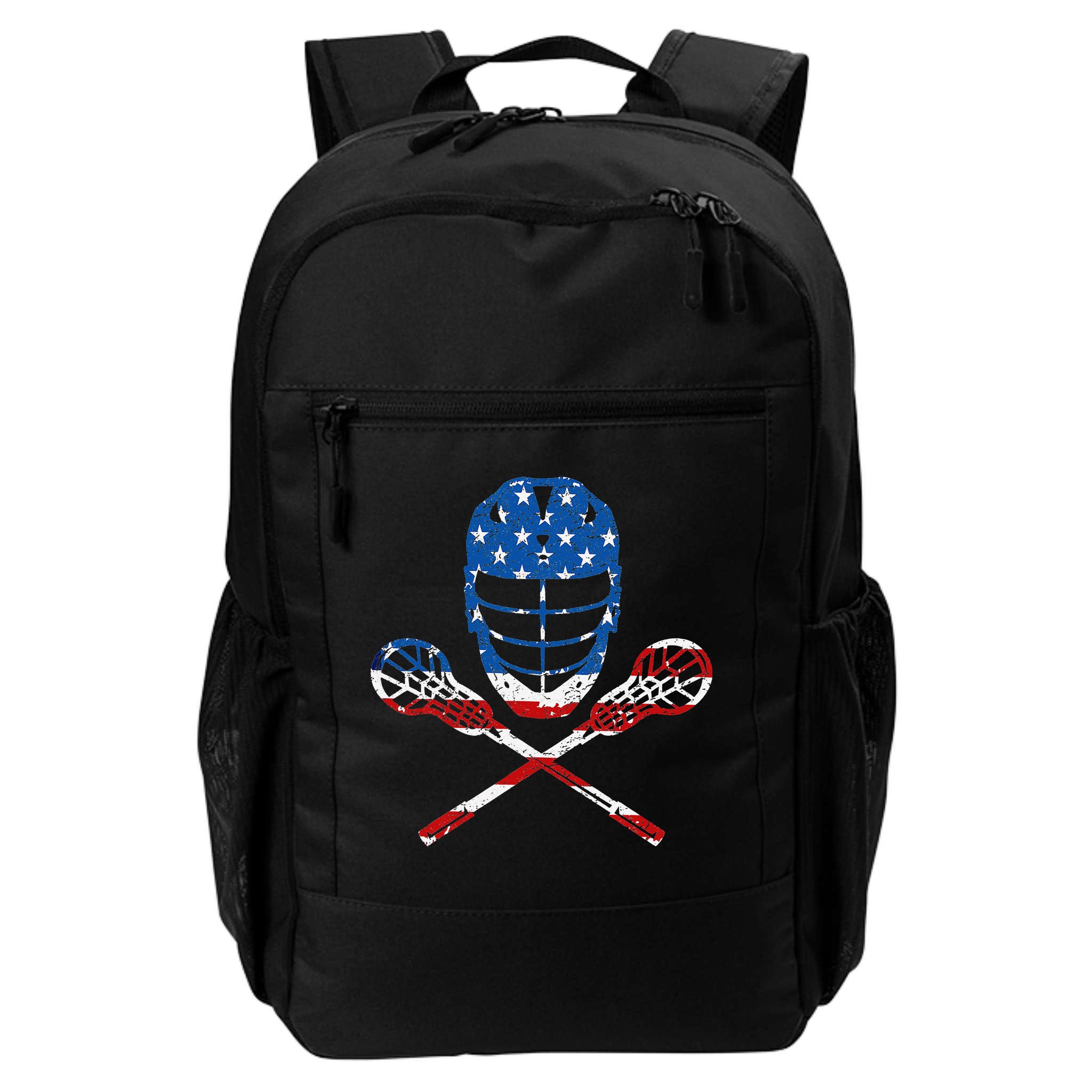 Lacrosse American Flag Lax Helmet Sticks 4th Of July Gifts Backpack