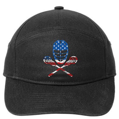 Lacrosse American Flag Lax Helmet Sticks 4th Of July Gifts 7-Panel Snapback Hat