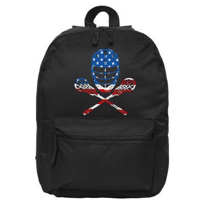 Lacrosse American Flag Lax Helmet Sticks 4th Of July Gifts 16 in Basic Backpack