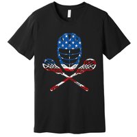 Lacrosse American Flag Lax Helmet Sticks 4th Of July Gifts Premium T-Shirt