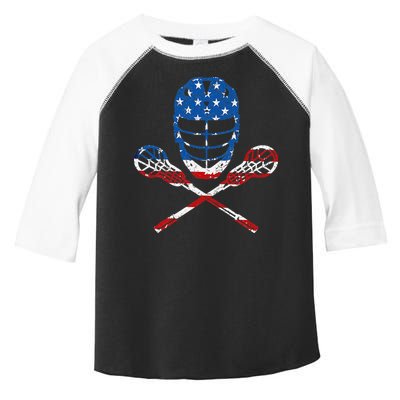 Lacrosse American Flag Lax Helmet Sticks 4th Of July Gifts Toddler Fine Jersey T-Shirt