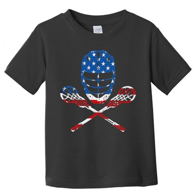 Lacrosse American Flag Lax Helmet Sticks 4th Of July Gifts Toddler T-Shirt