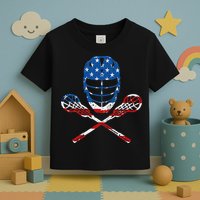 Lacrosse American Flag Lax Helmet Sticks 4th Of July Gifts Toddler T-Shirt