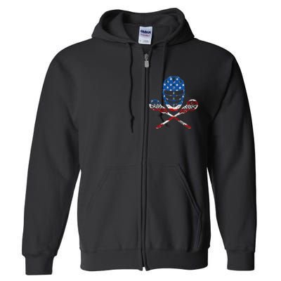 Lacrosse American Flag Lax Helmet Sticks 4th Of July Gifts Full Zip Hoodie