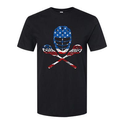 Lacrosse American Flag Lax Helmet Sticks 4th Of July Gifts Softstyle CVC T-Shirt