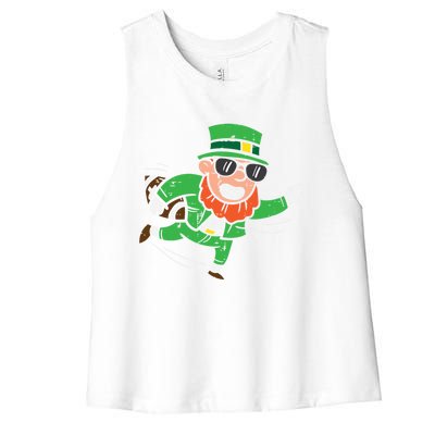 Leprechaun American Football St Patricks Day Gift Women's Racerback Cropped Tank