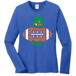 Leprechaun American Football St Patricks Day Sports Gift Funny Gift Ladies Long Sleeve Shirt