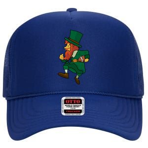 Leprechaun American Football St Patricks Day Sports Lover Cute Gift High Crown Mesh Back Trucker Hat