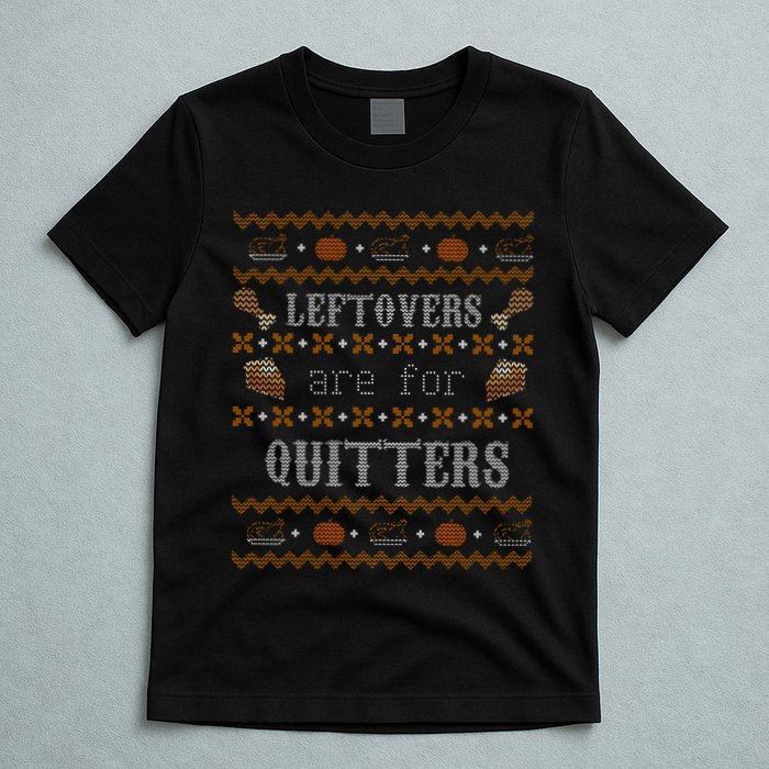 Leftovers Are For Quitters Ugly Thanksgiving Sweater Design T-Shirt
