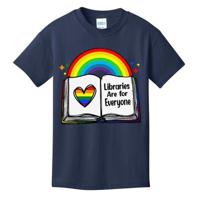 Libraries Are For Everyone Rainbow Lgbt Flag Librarian Kids T-Shirt