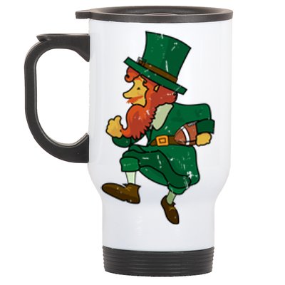 Leprechaun American Football St Patricks Day Sports Lover Gift Stainless Steel Travel Mug