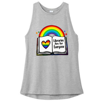 Libraries Are For Everyone Rainbow Lgbt Flag Librarian Ladies PosiCharge Tri-Blend Wicking Tank