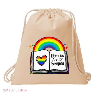 Libraries Are For Everyone Rainbow Lgbt Flag Librarian Drawstring Bag