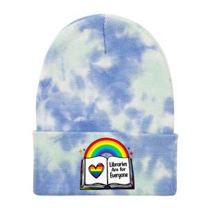 Libraries Are For Everyone Rainbow Lgbt Flag Librarian Tie Dye 12in Knit Beanie