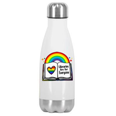 Libraries Are For Everyone Rainbow Lgbt Flag Librarian Stainless Steel Insulated Water Bottle