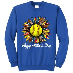 Leopard American Flag Baseball Mom Softball Mothers Day Gift Sweatshirt