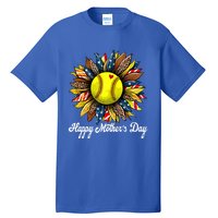 Leopard American Flag Baseball Mom Softball Mothers Day Gift Tall T-Shirt