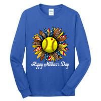 Leopard American Flag Baseball Mom Softball Mothers Day Gift Tall Long Sleeve T-Shirt