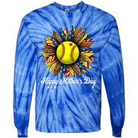 Leopard American Flag Baseball Mom Softball Mothers Day Gift Tie-Dye Long Sleeve Shirt